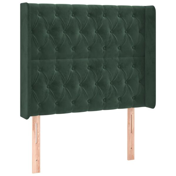 vidaXL Tăblie pat cu aripioare verde &icirc;nchis 93x16x118/128 cm catifea