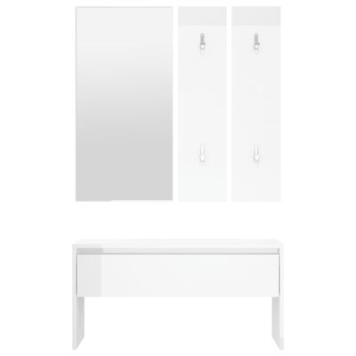 vidaXL Set de mobilier pentru hol, alb extralucios, lemn prelucrat