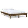 vidaXL Cadru de pat dublu, maro miere, 135x190 cm, lemn masiv de pin