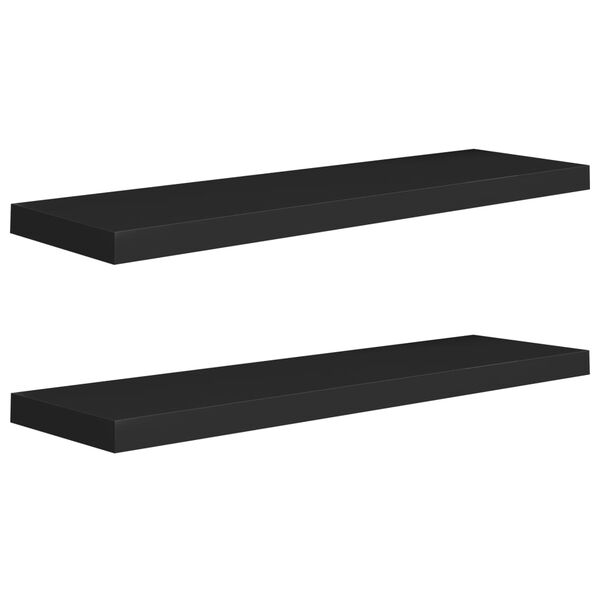 vidaXL Rafturi de perete suspendate 2 buc., negru, 90x23,5x3,8 cm, MDF