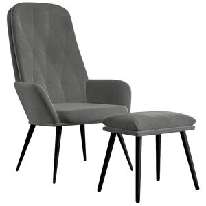 vidaXL Scaun de relaxare cu taburet, gri &icirc;nchis, catifea