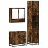 vidaXL Set mobilier de baie, 3 piese, stejar fumuriu, lemn prelucrat