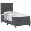 vidaXL Pat cu arcuri cu headboard Gri &icirc;nchis și alb 90 x 200 cm