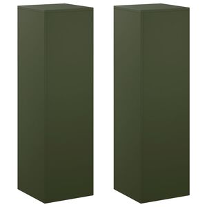 vidaXL Suport pentru plante 2 pcs Verde măsliniu 30 x 30 x 100 cm Oțel