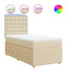 vidaXL Pat box spring cu saltea, crem, 90x200 cm, textil
