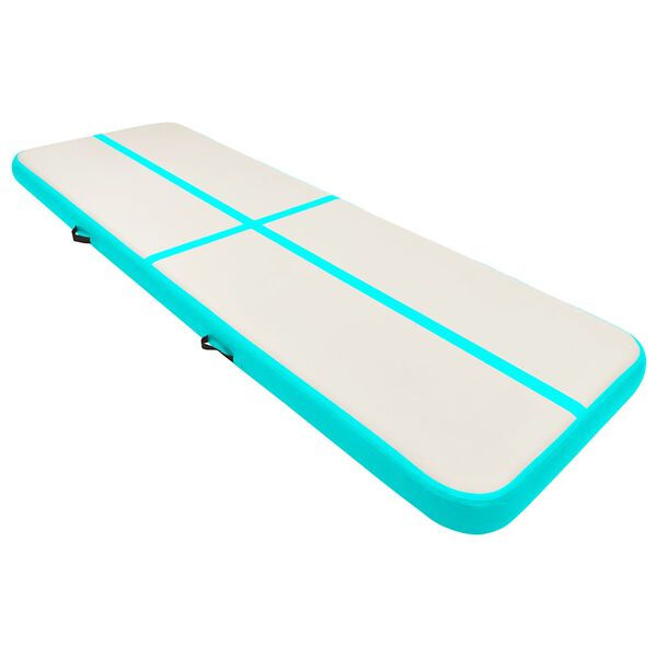 vidaXL Saltea gimnastică gonflabilă cu pompă verde 300x100x15 cm PVC