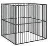vidaXL Țarc pentru c&acirc;ini cu 4 panouri, negru, oțel galvanizat