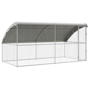 vidaXL Cușcă pentru c&acirc;ini 2 buc. Argintiu 4 x 2 x 2 m Oțel galvanizat
