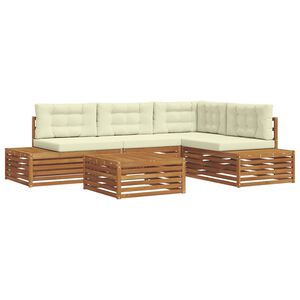 vidaXL Set de canapele de exterior cu pernă 5 Bucată Natural și Crem