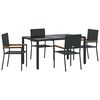 vidaXL Set de masă pentru grădină 5 pcs Negru poliratan