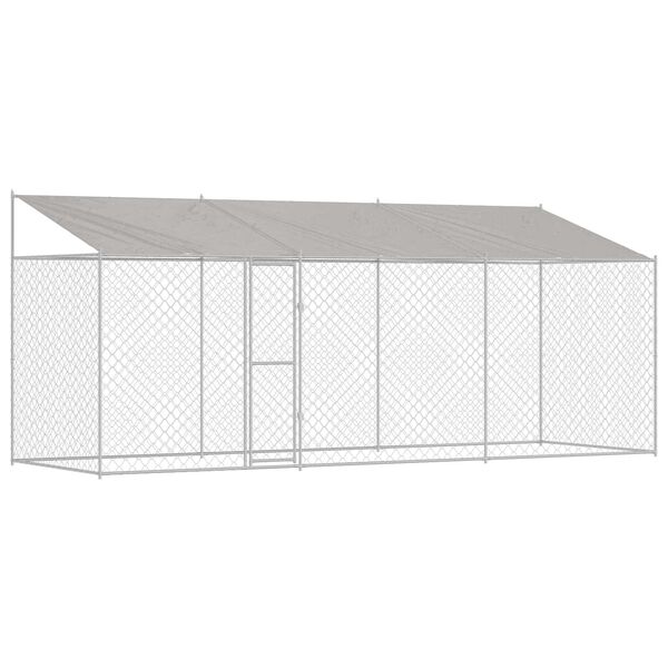 vidaXL Cușcă pentru c&acirc;ini cu acoperiș Argintiu 600 x 200 x 256 cm