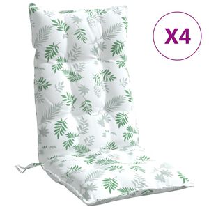 vidaXL Perne de scaun spătar &icirc;nalt, 4 buc, model frunze, textil Oxford