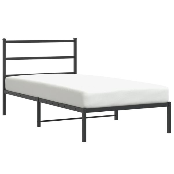 vidaXL Cadru de pat din metal cu tăblie, negru, 107x203 cm