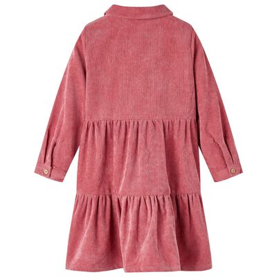 Rochie pentru copii cu mâneci lungi din catifea, roz antichizat, 92