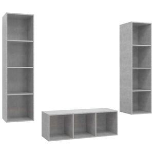 vidaXL Set de dulapuri TV, 3 piese, gri beton, lemn prelucrat