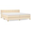 vidaXL Pat continental cu saltea, crem, 180x200 cm, textil