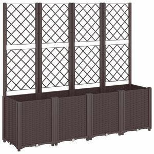 vidaXL Jardinieră de grădină cu spalier, maro, 160x40x140 cm, PP