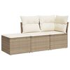 vidaXL Set canapele de grădină, 3 piese, cu perne, bej, poliratan