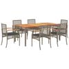 vidaXL Set mobilier de grădină cu perne, 7 piese, gri, poliratan