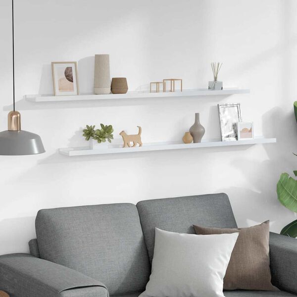 vidaXL Rafturi de perete, 2 buc., alb, 115x9x3 cm