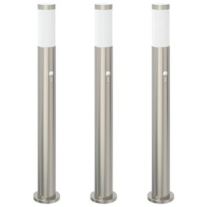 vidaXL St&acirc;lpi iluminatori cu senzor, 3 buc., 80 cm, oțel inoxidabil, IP44