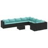 vidaXL Set canapele de grădină cu perne, 10 piese, negru, poliratan