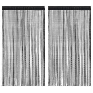 vidaXL Draperii cu franjuri, 2 buc., 140 x 250 cm, negru