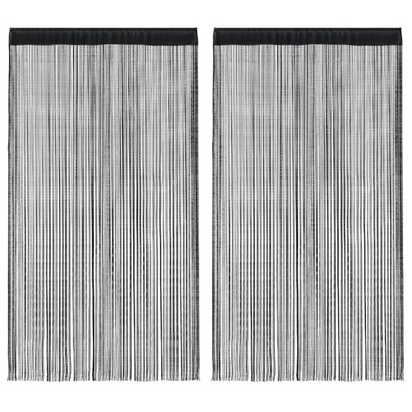 vidaXL Draperii cu franjuri, 2 buc., 140 x 250 cm, negru