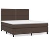 vidaXL Pat box spring cu saltea, maro, 180x200 cm, piele ecologică