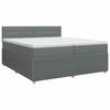 vidaXL Pat boxspring cu saltea Gri &icirc;nchis 200 x 200 cm Țesătură
