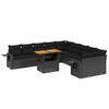 vidaXL Set canapele de grădină cu perne, 11 piese, negru, poliratan