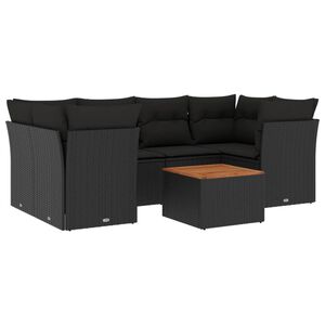vidaXL Set canapele de grădină cu perne, 7 piese, negru, poliratan