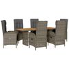 vidaXL Set mobilier de grădină cu perne, 7 piese, gri, poliratan