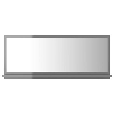 vidaXL Oglindă de baie, gri extralucios, 90 x 10,5 x 37 cm, PAL