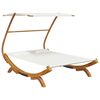 vidaXL Pat de exterior cu baldachin, crem, 165x203x138 cm, lemn masiv