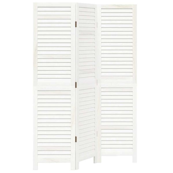 vidaXL Paravan cameră 3 panouri, alb, lemn masiv paulownia