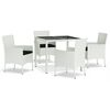 vidaXL Set mobilier de grădină cu perne, 5 piese, alb, poliratan