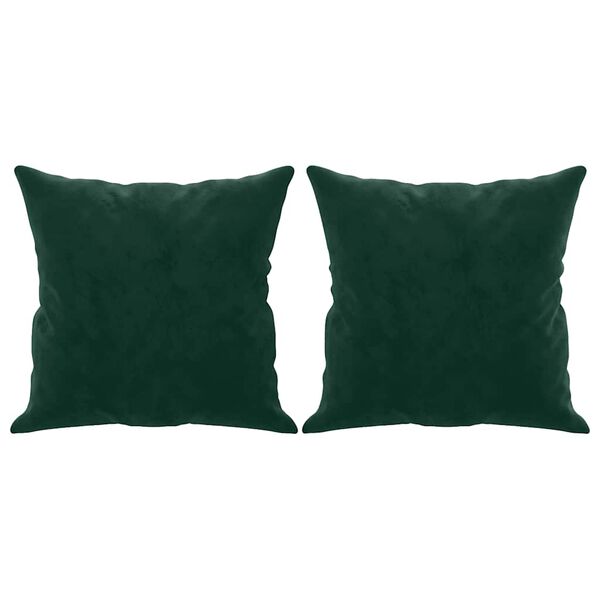 vidaXL Perne decorative, 2 buc., verde &icirc;nchis, 40x40 cm, catifea