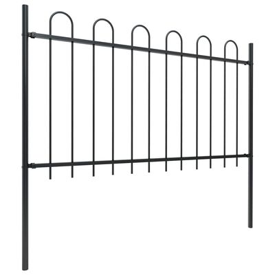 vidaXL Gard de grădină cu vârf curbat, negru, 8,5 m, oțel
