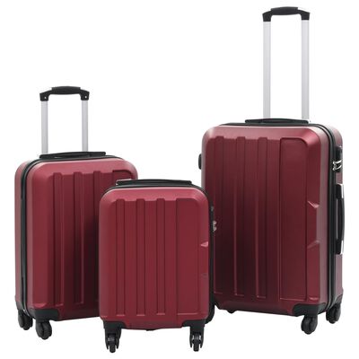 vidaXL Set valize cu carcasă rigidă, 3 buc., roșu vin, ABS