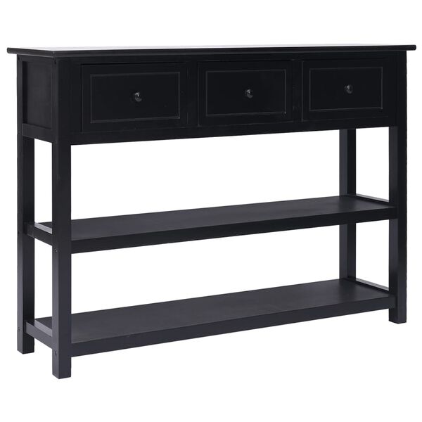 vidaXL Dulap, negru, 108x30x76 cm, lemn masiv de paulownia