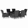 vidaXL Set mobilier exterior cu perne, 7 piese, gri &icirc;nchis, poliratan