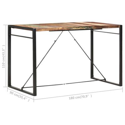 vidaXL Masă de bar, 180 x 90 x 110 cm, lemn masiv reciclat
