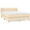 vidaXL Pat continental cu saltea, crem, 140x200 cm, material textil