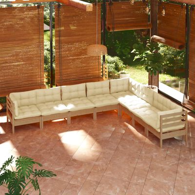 vidaXL Set mobilier grădină cu perne, 8 piese, maro miere, lemn de pin