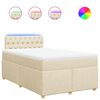 vidaXL Pat box spring cu saltea, crem, 120x200 cm, textil