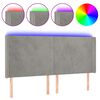 vidaXL Tăblie de pat cu LED, gri deschis, 203x16x118/128 cm, catifea
