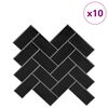 vidaXL Plăcuță &icirc;n Zigzag 10 pcs Negru 30 x 30 cm Poliuretan și PET