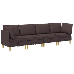 vidaXL Set de canapea modulară cu spațiu de stocare 4 buc. Maro &icirc;nchis