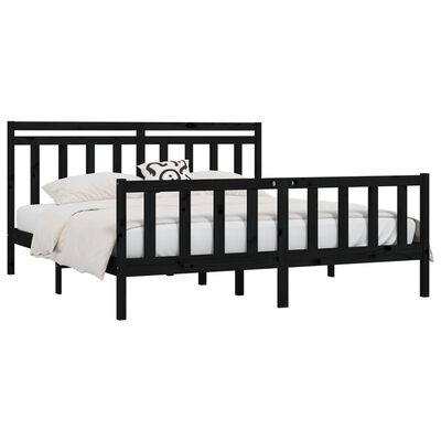vidaXL Cadru de pat, negru, 200x200 cm, lemn masiv de pin